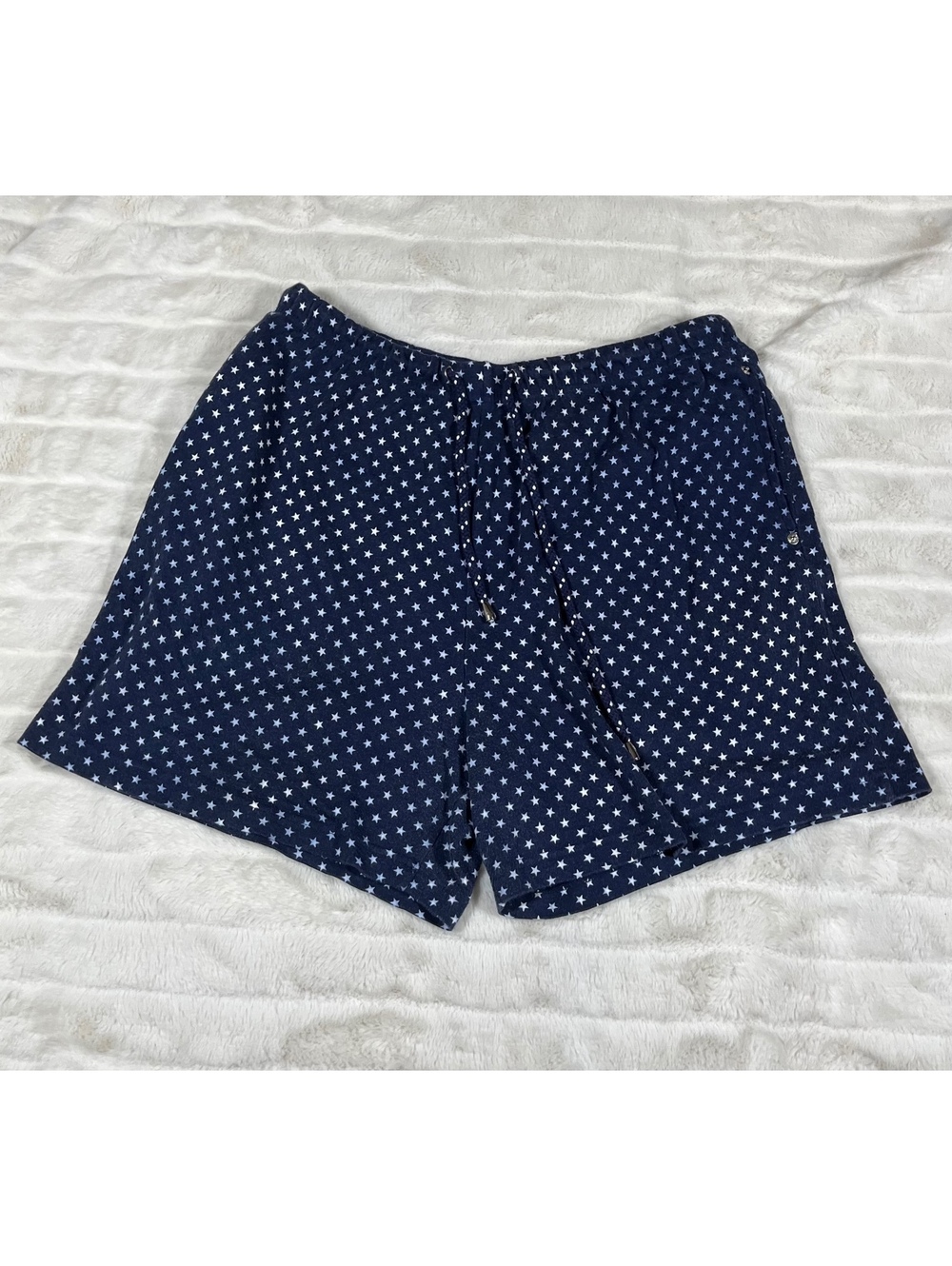 VTG Y2K Liz Co Claiborne LP Grey Blue Pull On Star Print Lounge Preppy Shorts